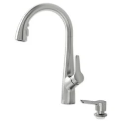 American Standard Kerris Stainless Steel Deck Mount Pull-Down Triple Spray Kitchen Faucet