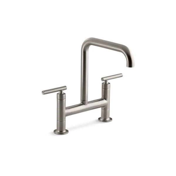KOHLER Purist Vibrant Stainless Steel 2-Handle Deck Mount Bridge Kitchen Faucet 1 KOHLER Purist Vibrant Stainless Steel 2-Handle Deck Mount Bridge Kitchen Faucet