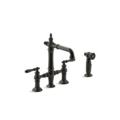 KOHLER Artifacts Oil-Rubbed Bronze 2-Handle Deck Mount Bridge Kitchen Faucet With Side Spray