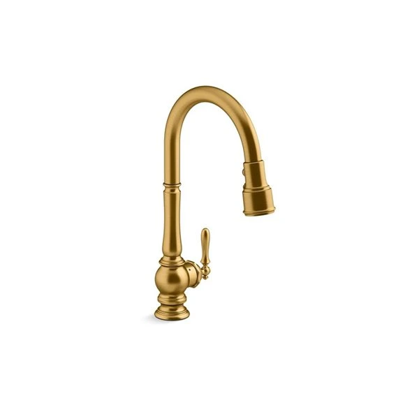 KOHLER Artifacts Vibrant Brushed Moderne Brass Pull-Down Touchless Voice-Activated Kitchen Faucet 1 KOHLER Artifacts Vibrant Brushed Moderne Brass Pull-Down Touchless Voice-Activated Kitchen Faucet