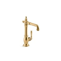 KOHLER Artifacts Vibrant Brushed Moderne Brass Deck Mount High-Arc Victorian-Style Bar Faucet