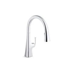 KOHLER Graze Polished Chrome Deck Mount Pull-Down Touchless Voice-Activated Kitchen Faucet