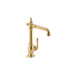 KOHLER Artifacts Vibrant Brushed Moderne Brass Deck Mount High-Arc Victorian-Style Kitchen Faucet