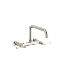 KOHLER Purist Vibrant Polished Nickel 2-Handle Wall Mount Bridge Kitchen Faucet