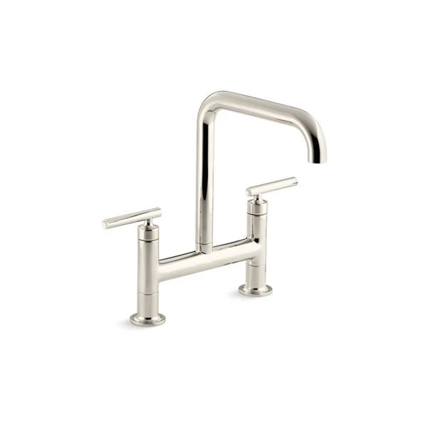 KOHLER Purist Vibrant Polished Nickel 2-Handle Deck Mount Bridge Kitchen Faucet 1 KOHLER Purist Vibrant Polished Nickel 2-Handle Deck Mount Bridge Kitchen Faucet