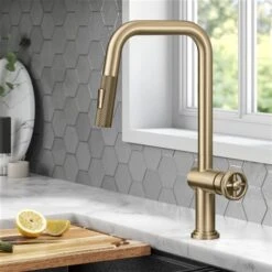Kraus Urbix Deck Mount Brushed Gold Pull-Down Single Handle Kitchen Faucet -Alliedbas Shop 332002910 AlternateImage1 l