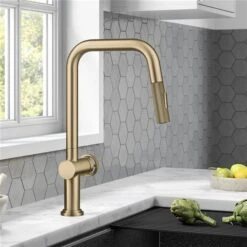 Kraus Urbix Deck Mount Brushed Gold Pull-Down Single Handle Kitchen Faucet -Alliedbas Shop 332002910 AlternateImage3 l