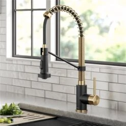 Kraus Bolden Deck Mount Brushed Brass/Matte Black Pull-Down Kitchen Faucet 8 Kraus Bolden Deck Mount Brushed Brass/Matte Black Pull-Down Kitchen Faucet -Alliedbas Shop 332002912 AlternateImage1 l