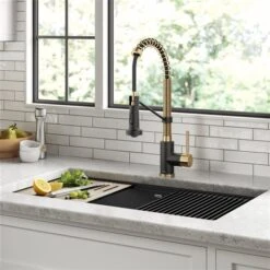 Kraus Bolden Deck Mount Brushed Brass/Matte Black Pull-Down Kitchen Faucet 9 Kraus Bolden Deck Mount Brushed Brass/Matte Black Pull-Down Kitchen Faucet -Alliedbas Shop 332002912 AlternateImage2 l