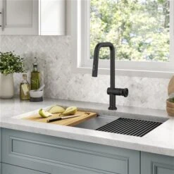 Kraus Urbix Deck Mount Matte Black Pull-Down Single Handle Kitchen Faucet -Alliedbas Shop 332002913 AlternateImage4 l