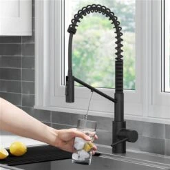 Kraus Oletto Deck Mount Matte Black Pull-Down Water Filter Kitchen Faucet -Alliedbas Shop 332002915 AlternateImage1 l