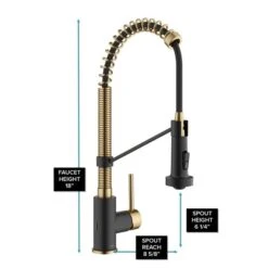 Kraus Bolden Deck Mount Brushed Brass/Matte Black Sensor Pull-Down Kitchen Faucet -Alliedbas Shop 332002917 AlternateImage4 l