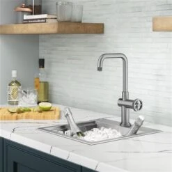 Kraus Urbix Deck Mount Spot-Free Stainless Steel Single Handle Kitchen Bar Faucet -Alliedbas Shop 332002918 AlternateImage3 l