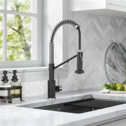 Kraus Bolden Deck Mount Spot-Free Stainless Steel/Matte Black Pull-Down Filter Kitchen Faucet -Alliedbas Shop 332002922 AlternateImage3 l