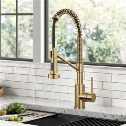 Kraus Bolden Deck Mount Brushed Brass Pull-Down Water Filter Kitchen Faucet -Alliedbas Shop 332002923 AlternateImage2 l
