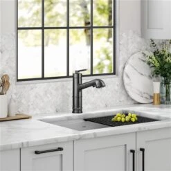 Kraus Allyn Deck Mount Spot-Free Black Stainless Pull-Out Kitchen Faucet
