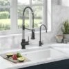 Kraus Purita Deck Mount Spot-Free Stainless Steel/Matte Black Filter Kitchen Faucet