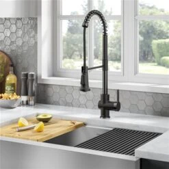 Kraus Britt Deck Mount Matte Black/Spot-Free Black Stainless Pull-Down Kitchen Faucet -Alliedbas Shop 332002937 AlternateImage2 l
