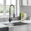 Kraus Britt Deck Mount Matte Black/Spot-Free Black Stainless Pull-Down Kitchen Faucet