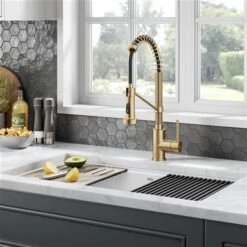 Kraus Bolden Deck Mount Brushed Brass Pull-Down Single Handle Kitchen Faucet -Alliedbas Shop 332002939 AlternateImage2 l