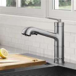 Kraus Allyn Deck Mount Spot-Free Stainless Steel Pull-Out Kitchen Faucet -Alliedbas Shop 332002940 AlternateImage1 l