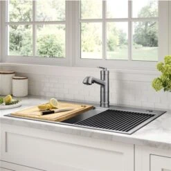 Kraus Allyn Deck Mount Spot-Free Stainless Steel Pull-Out Kitchen Faucet -Alliedbas Shop 332002940 AlternateImage4 l