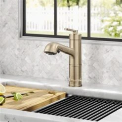 Kraus Allyn Deck Mount Spot-Free Antique Champagne Bronze Pull-Out Faucet -Alliedbas Shop 332002944 AlternateImage2 l