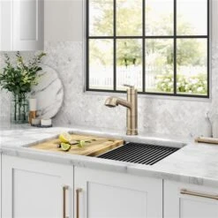 Kraus Allyn Deck Mount Spot-Free Antique Champagne Bronze Pull-Out Faucet -Alliedbas Shop 332002944 AlternateImage4 l