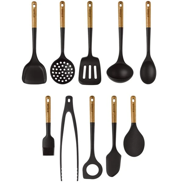 Staub Black Silicone Kitchen Utensils - Set Of 10 2 Staub Black Silicone Kitchen Utensils - Set Of 10 - Image 2