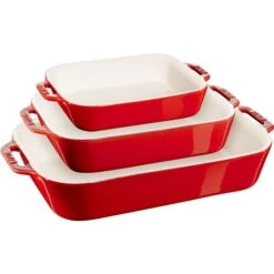 Staub Cherry Ceramic Bakeware Set - 3-Piece 9 Staub Cherry Ceramic Bakeware Set - 3-Piece -Alliedbas Shop 332003096 AlternateImage1 l