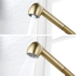 WELLFOR Sink Faucets Brushed Gold 1-handle Deck Mount Pull-out Handle/lever Residential Kitchen Faucet (Deck Plate Included) 7 WELLFOR Sink Faucets Brushed Gold 1-handle Deck Mount Pull-out Handle/lever Residential Kitchen Faucet (Deck Plate Included) -Alliedbas Shop 332003224 AlternateImage1 l