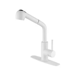 WELLFOR Sink Faucets White 1-handle Deck Mount Pull-out Handle/lever Residential Kitchen Faucet (Deck Plate Included) -Alliedbas Shop 332003234 MainImage 001 l
