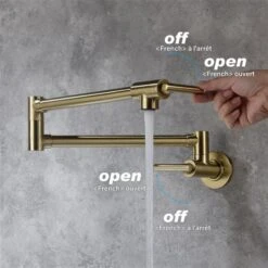 WELLFOR Sink Faucets Brushed Gold 2-handle Wall Mount Pot Filler Handle/lever Residential Kitchen Faucet 8 WELLFOR Sink Faucets Brushed Gold 2-handle Wall Mount Pot Filler Handle/lever Residential Kitchen Faucet -Alliedbas Shop 332003256 AlternateImage1 l
