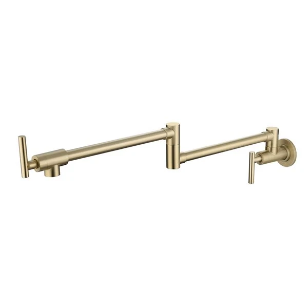 WELLFOR Sink Faucets Brushed Gold 2-handle Wall Mount Pot Filler Handle/lever Residential Kitchen Faucet 1 WELLFOR Sink Faucets Brushed Gold 2-handle Wall Mount Pot Filler Handle/lever Residential Kitchen Faucet