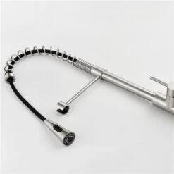 WELLFOR Sink Faucets Brushed Nickel 1-handle Deck Mount Pull-down Handle/lever Residential Kitchen Faucet (Deck Plate Included) -Alliedbas Shop 332003279 AlternateImage3 l