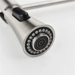 WELLFOR Sink Faucets Brushed Nickel 1-handle Deck Mount Pull-down Handle/lever Residential Kitchen Faucet (Deck Plate Included)