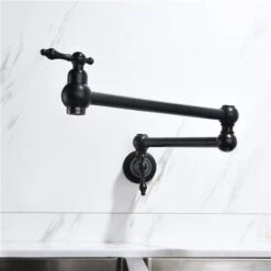 WELLFOR Sink Faucets Matte Black 2-handle Wall Mount Pot Filler Handle/lever Residential Kitchen Faucet -Alliedbas Shop 332003282 AlternateImage1 l