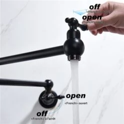 WELLFOR Sink Faucets Matte Black 2-handle Wall Mount Pot Filler Handle/lever Residential Kitchen Faucet