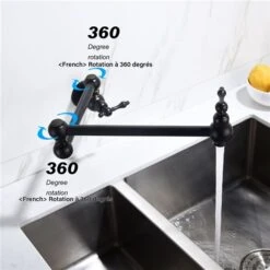 WELLFOR Sink Faucets Matte Black 2-handle Wall Mount Pot Filler Handle/lever Residential Kitchen Faucet -Alliedbas Shop 332003282 AlternateImage4 l