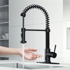 VIGO Edison Matte Black 1-Handle Deck Mount Pull-Down Touchless Kitchen Faucet - Deck Plate Included