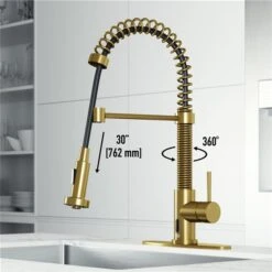 VIGO Edison Matte Brushed Gold 1-Handle Deck Mount Pull-Down Touchless Kitchen Faucet - Deck Plate Included -Alliedbas Shop 332003791 AlternateImage3 l
