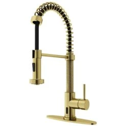 VIGO Edison Matte Brushed Gold 1-Handle Deck Mount Pull-Down Touchless Kitchen Faucet - Deck Plate Included -Alliedbas Shop 332003791 MainImage 001 l