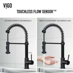 VIGO Edison Matte Black 1-Handle Deck Mount Pull-Down Touchless Kitchen Faucet -Alliedbas Shop 332003793 AlternateImage2 l