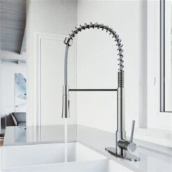 VIGO Laurelton Stainless Steel 1-Handle Deck Mount Pull-Down Kitchen Faucet - Deck Plate Included -Alliedbas Shop 332003794 AlternateImage3 l