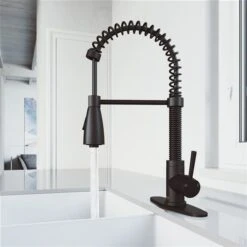 VIGO Brant Matte Black 1-Handle Deck Mount Pull-Down Kitchen Faucet - Deck Plate Included