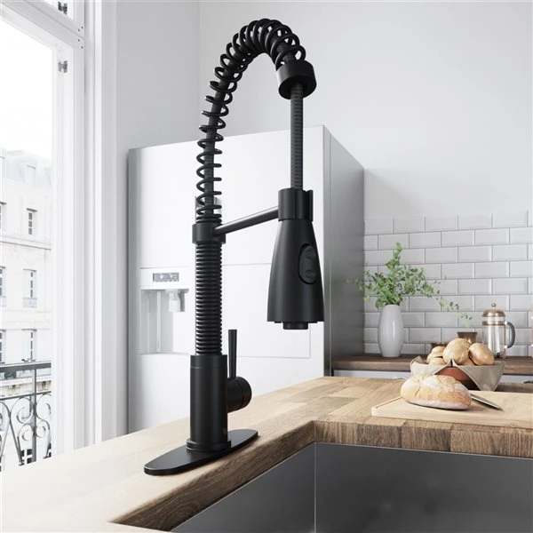 VIGO Brant Matte Black 1-Handle Deck Mount Pull-Down Kitchen Faucet - Deck Plate Included 5 VIGO Brant Matte Black 1-Handle Deck Mount Pull-Down Kitchen Faucet - Deck Plate Included - Image 5