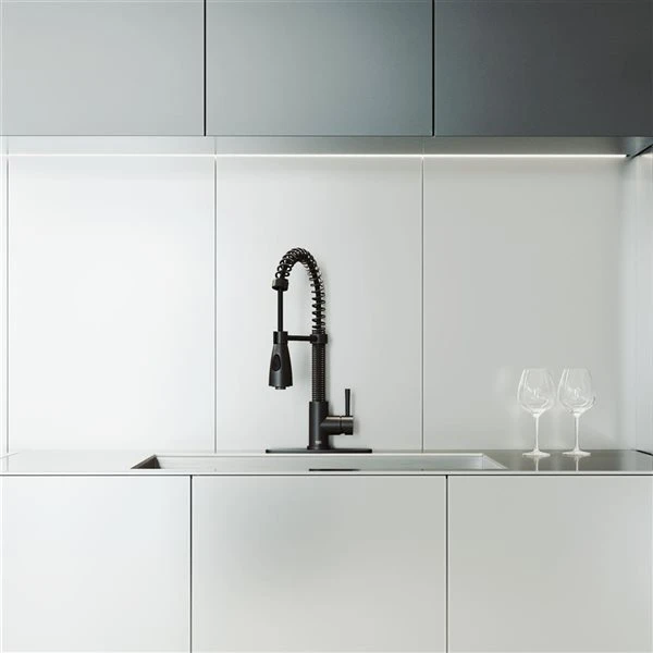 VIGO Brant Matte Black 1-Handle Deck Mount Pull-Down Kitchen Faucet - Deck Plate Included 3 VIGO Brant Matte Black 1-Handle Deck Mount Pull-Down Kitchen Faucet - Deck Plate Included - Image 3