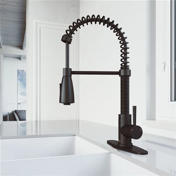 VIGO Brant Matte Black 1-Handle Deck Mount Pull-Down Kitchen Faucet - Deck Plate Included 4 VIGO Brant Matte Black 1-Handle Deck Mount Pull-Down Kitchen Faucet - Deck Plate Included - Image 4