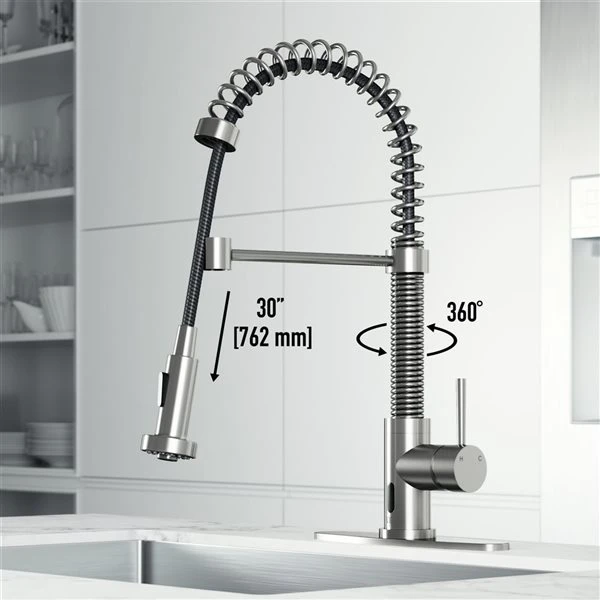 VIGO Edison Stainless Steel 1-Handle Deck Mount Pull-Down Touchless Kitchen Faucet - Deck Plate Included 1 VIGO Edison Stainless Steel 1-Handle Deck Mount Pull-Down Touchless Kitchen Faucet - Deck Plate Included