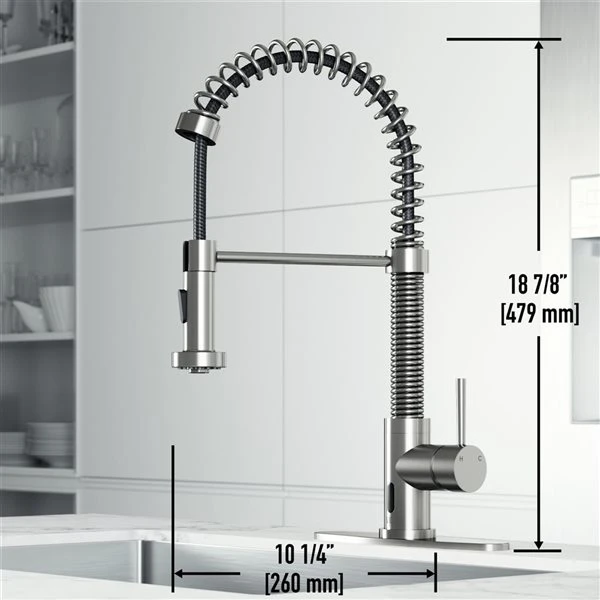 VIGO Edison Stainless Steel 1-Handle Deck Mount Pull-Down Touchless Kitchen Faucet - Deck Plate Included 5 VIGO Edison Stainless Steel 1-Handle Deck Mount Pull-Down Touchless Kitchen Faucet - Deck Plate Included - Image 5